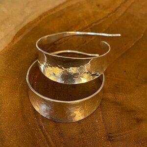 RETIRED James Avery Valle Hoop Earrings, Hammered Sterling Silver
